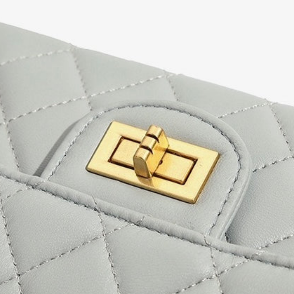 Genuine Leather Quilted Chain Crossbody Shoulder Bag for Women