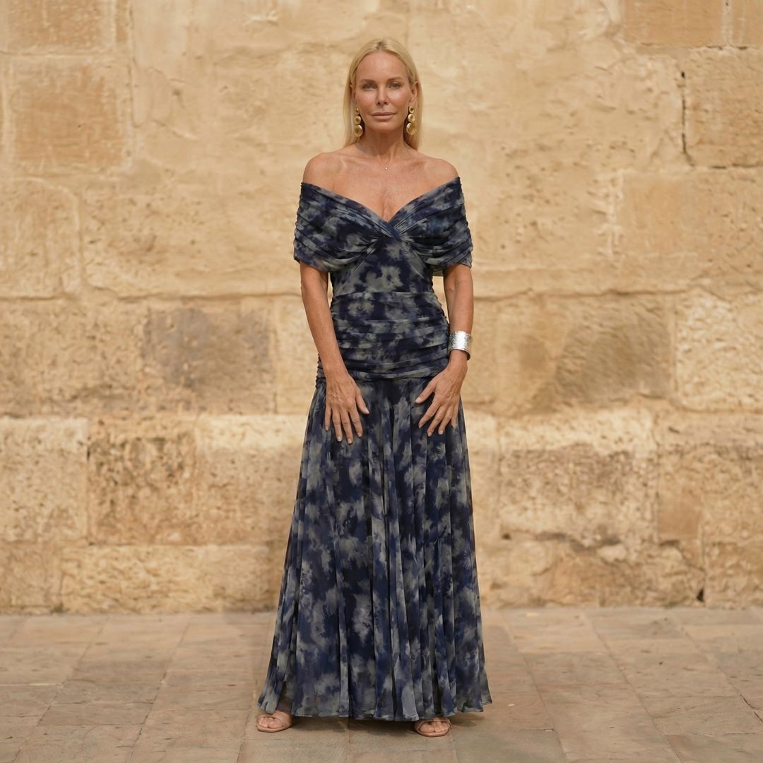 Deep Navy Off-Shoulder Maxi Dress – Evening Out Essential