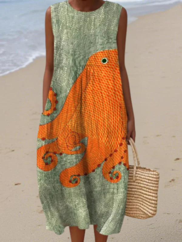 Coastal Charm – Relaxed Midi Dress