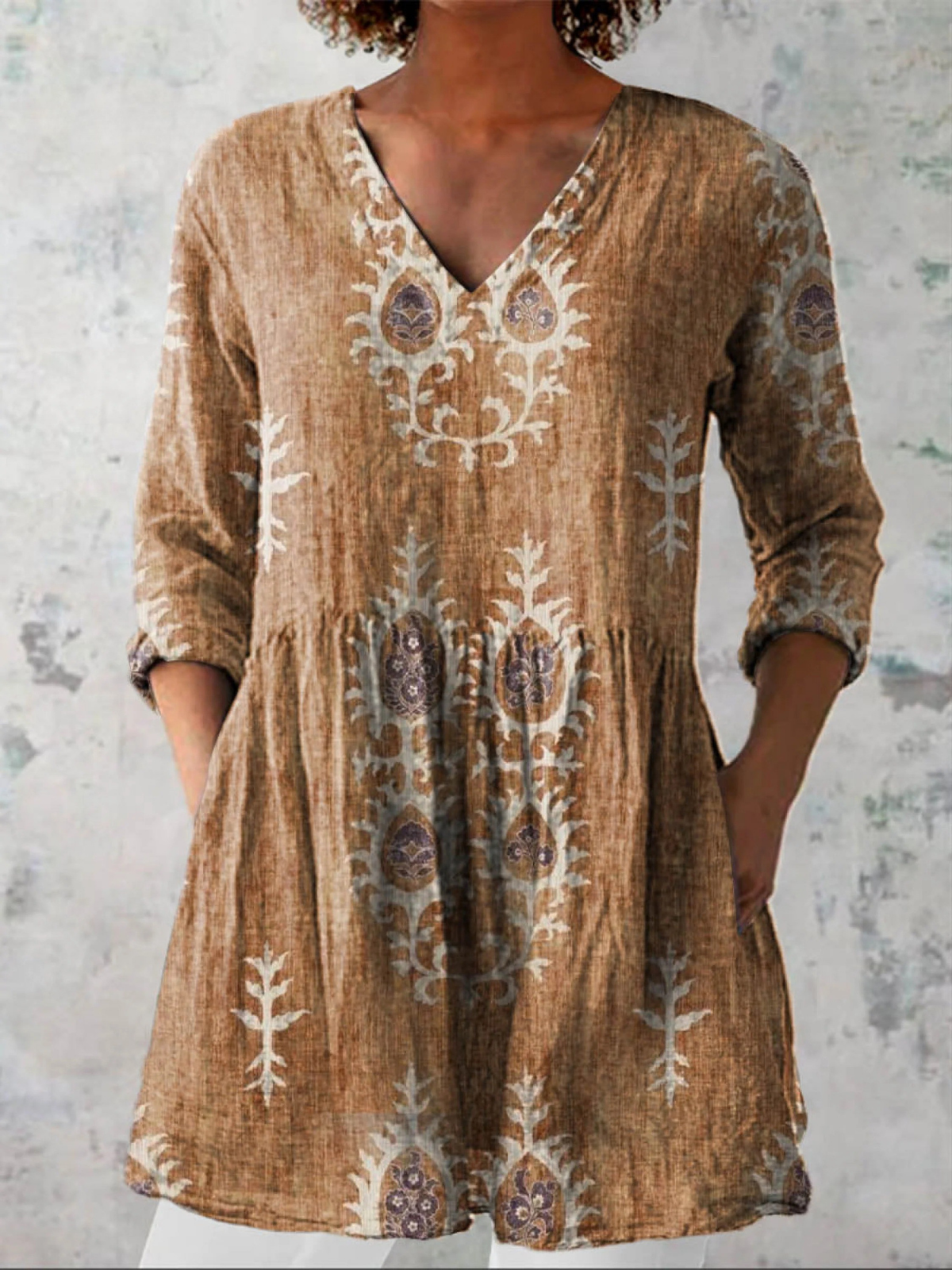 Everyday Elegance – Fluid V-Neck Long Blouse