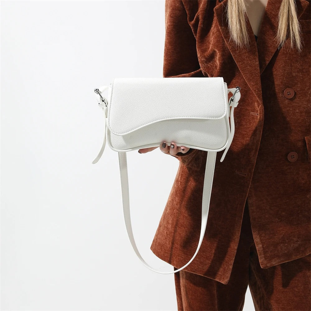 Baguette Shoulder Bag with Curved Design - Stylish Everyday Handbag