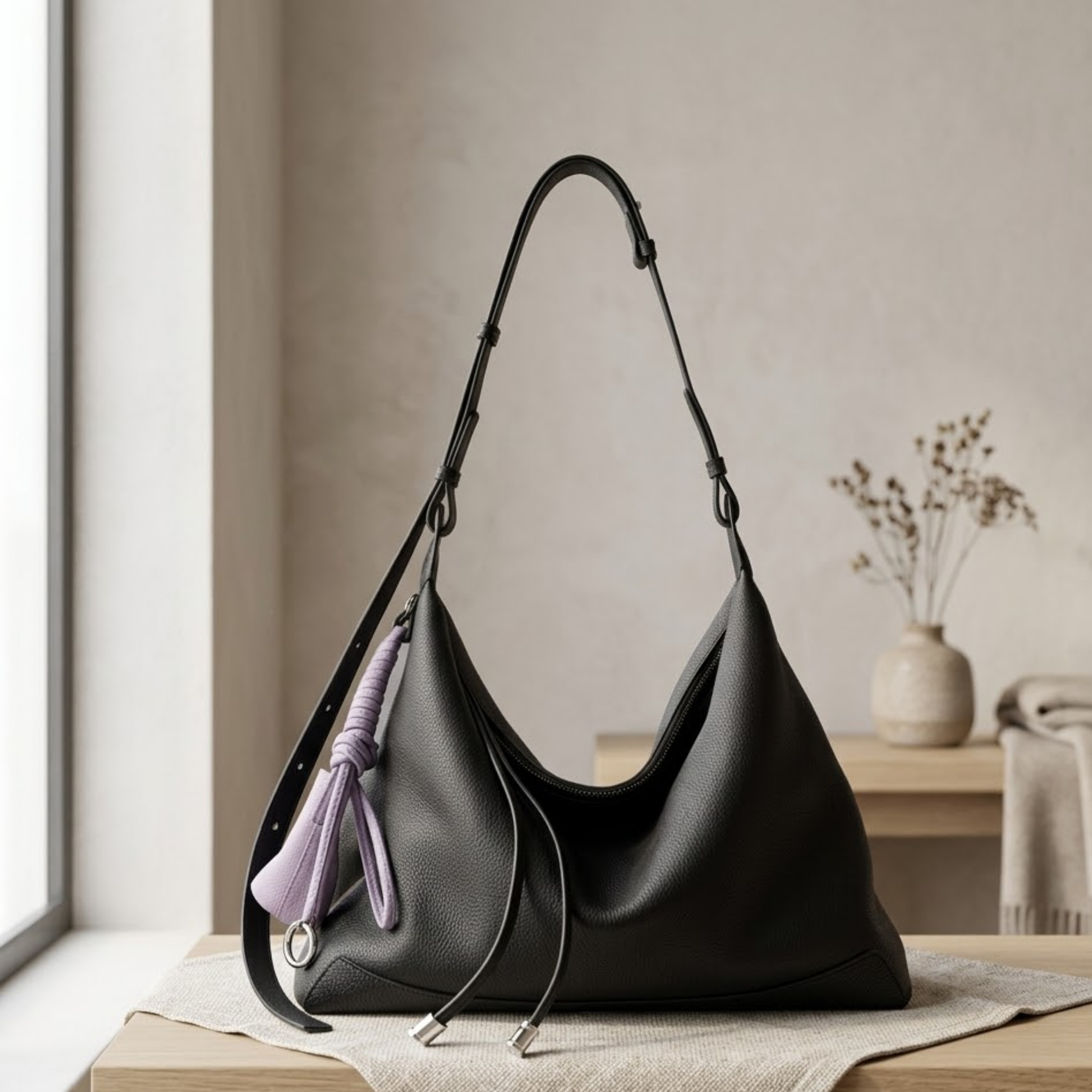 Genuine Leather Minimalist Tote Bag - Stylish Dumpling Handbag for Everyday Use