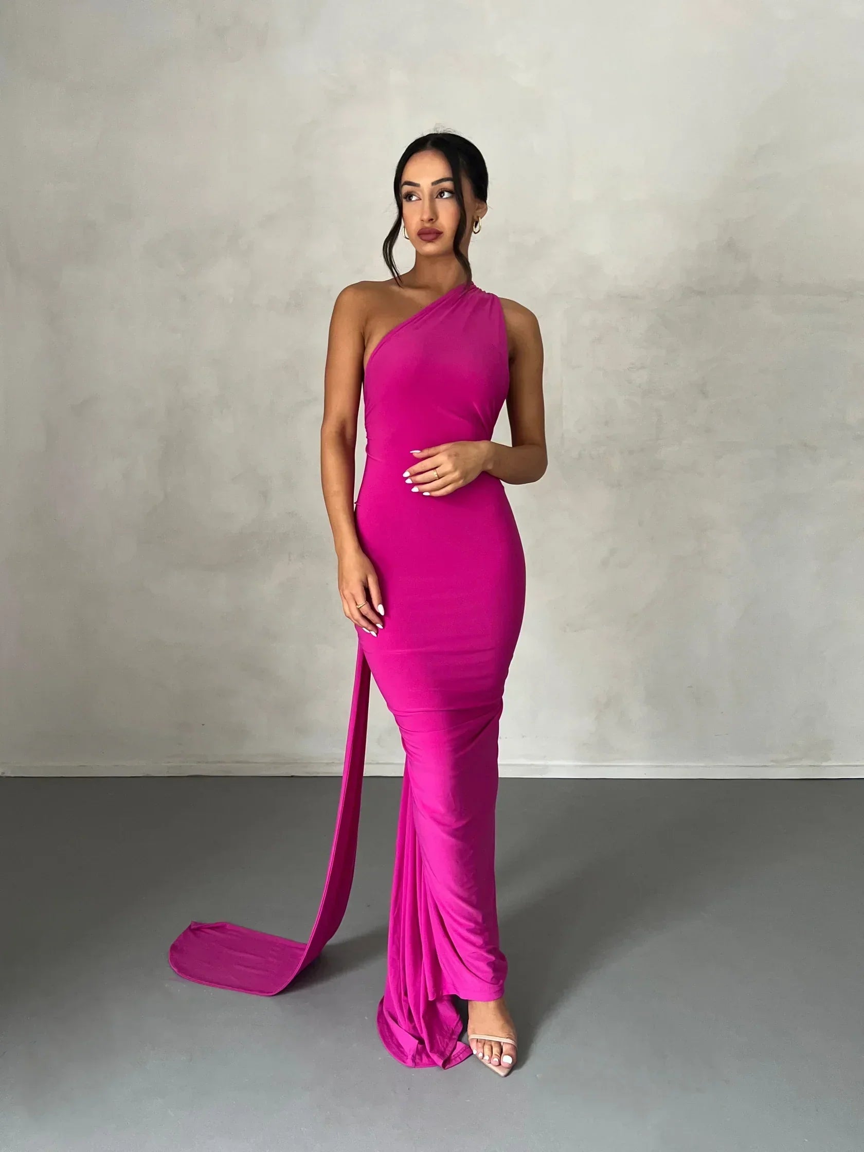 One-Shoulder Grecian Maxi Dress | Versatile Sash Design for Evening Wear