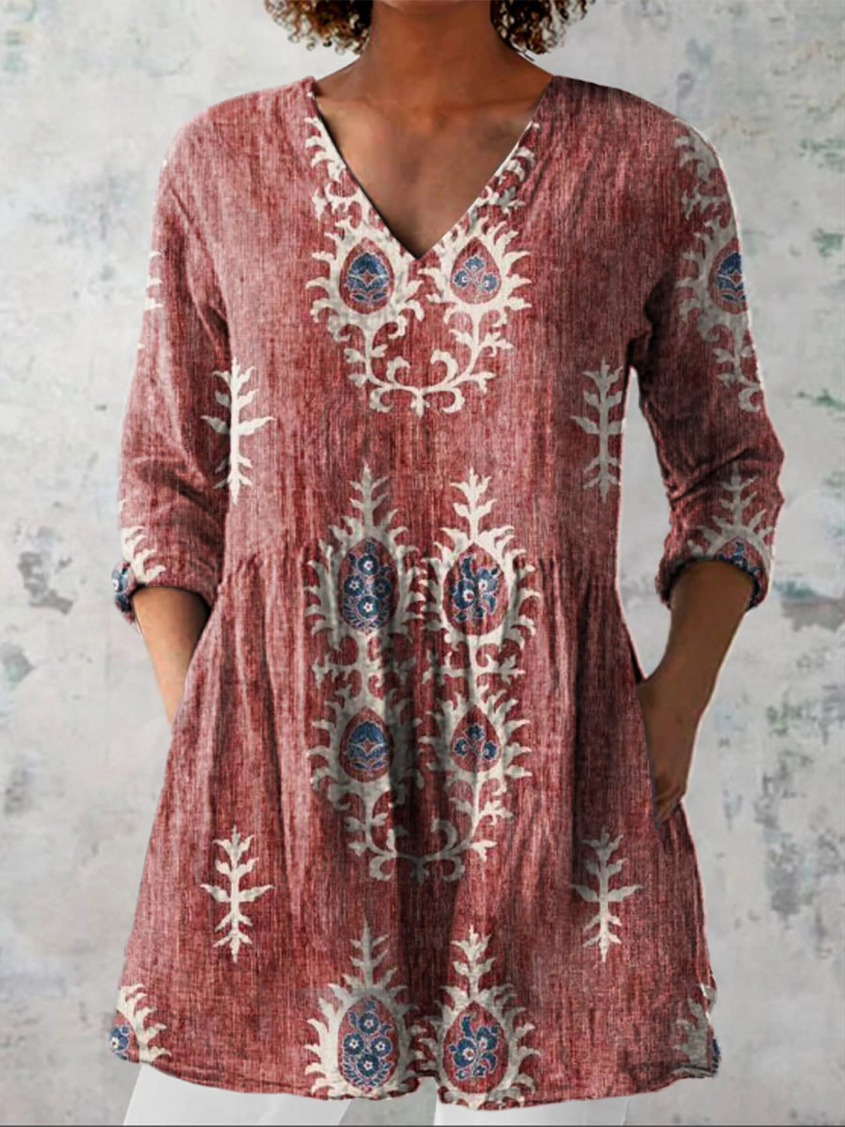 Everyday Elegance – Fluid V-Neck Long Blouse