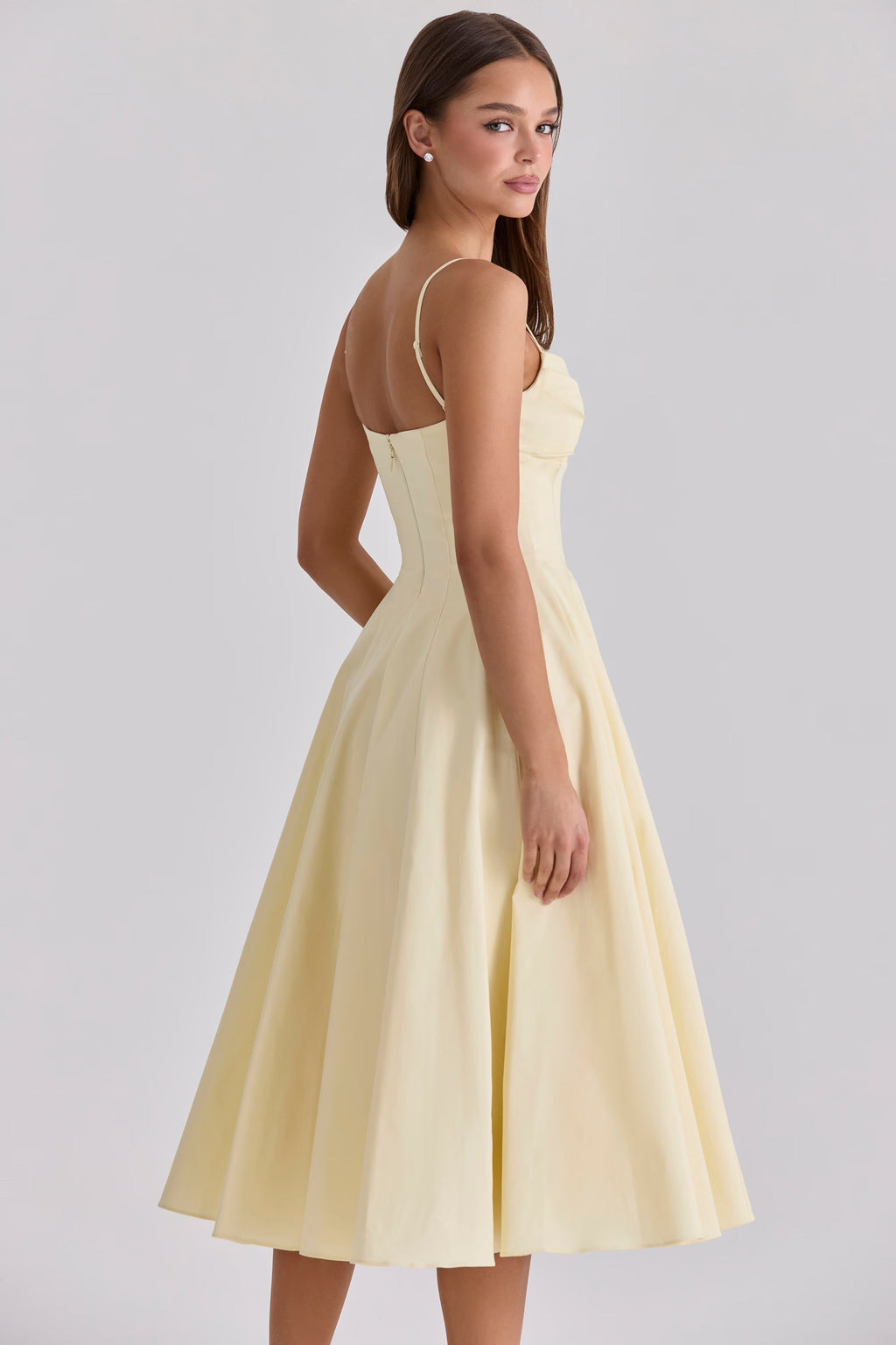 Pima Cotton Gathered Bust Midi Dress for Casual Wear