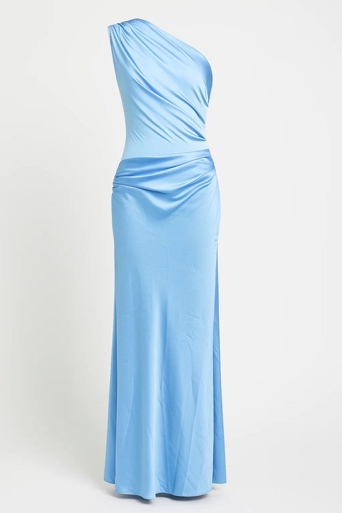 Asymmetric One-Shoulder Maxi Dress with Draped Detail for Evening Wear