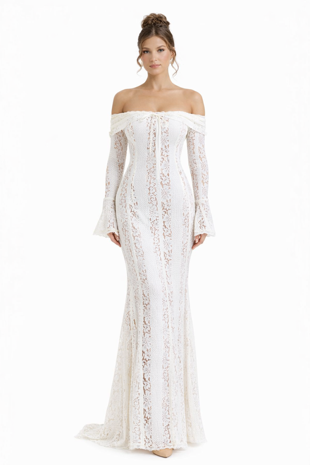 Floral Lace Stretch Dress with Sculpting Mesh Lining for Special Occasions