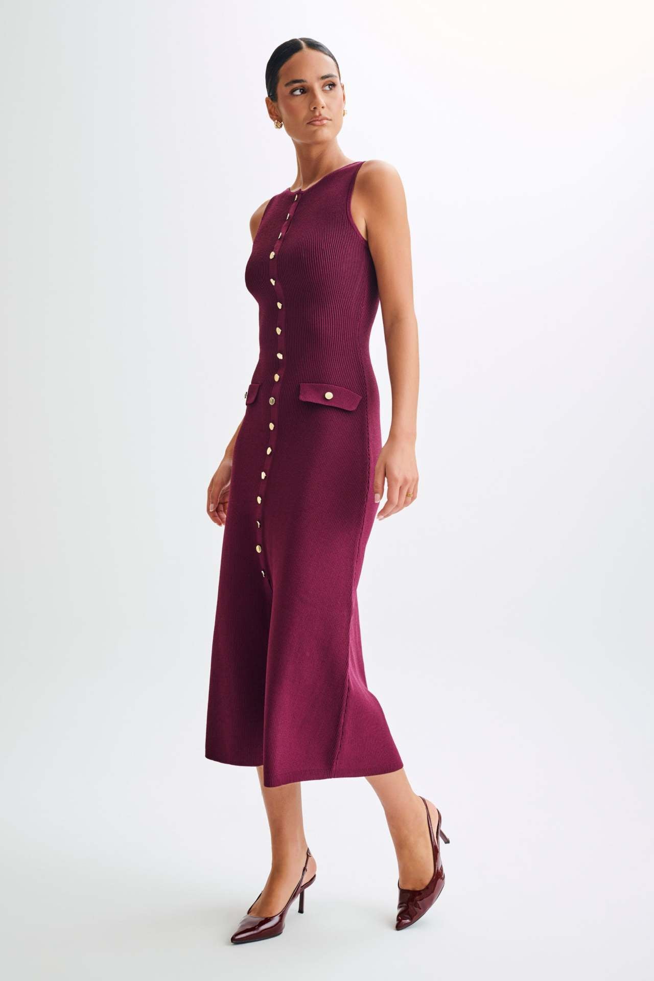 Sleeveless Ribbed Maxi Dress with Button-Down Front for Casual Wear