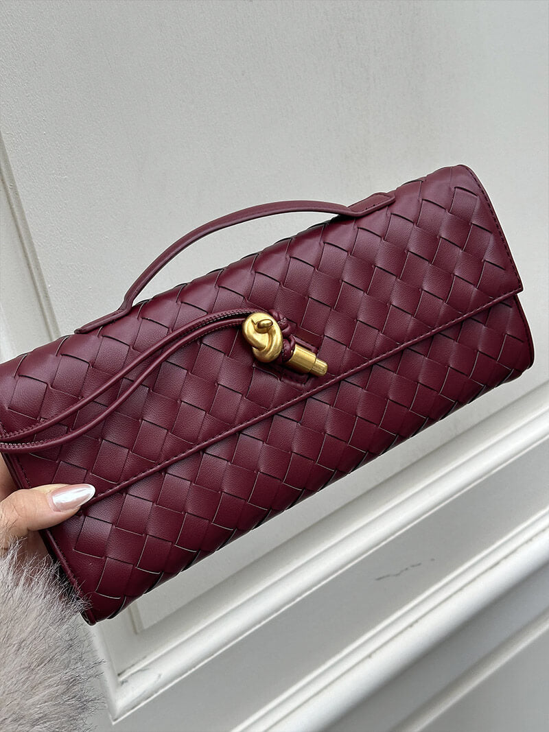 Woven Vegan Leather Clutch Bag - Chic Design for Evening and Casual Use