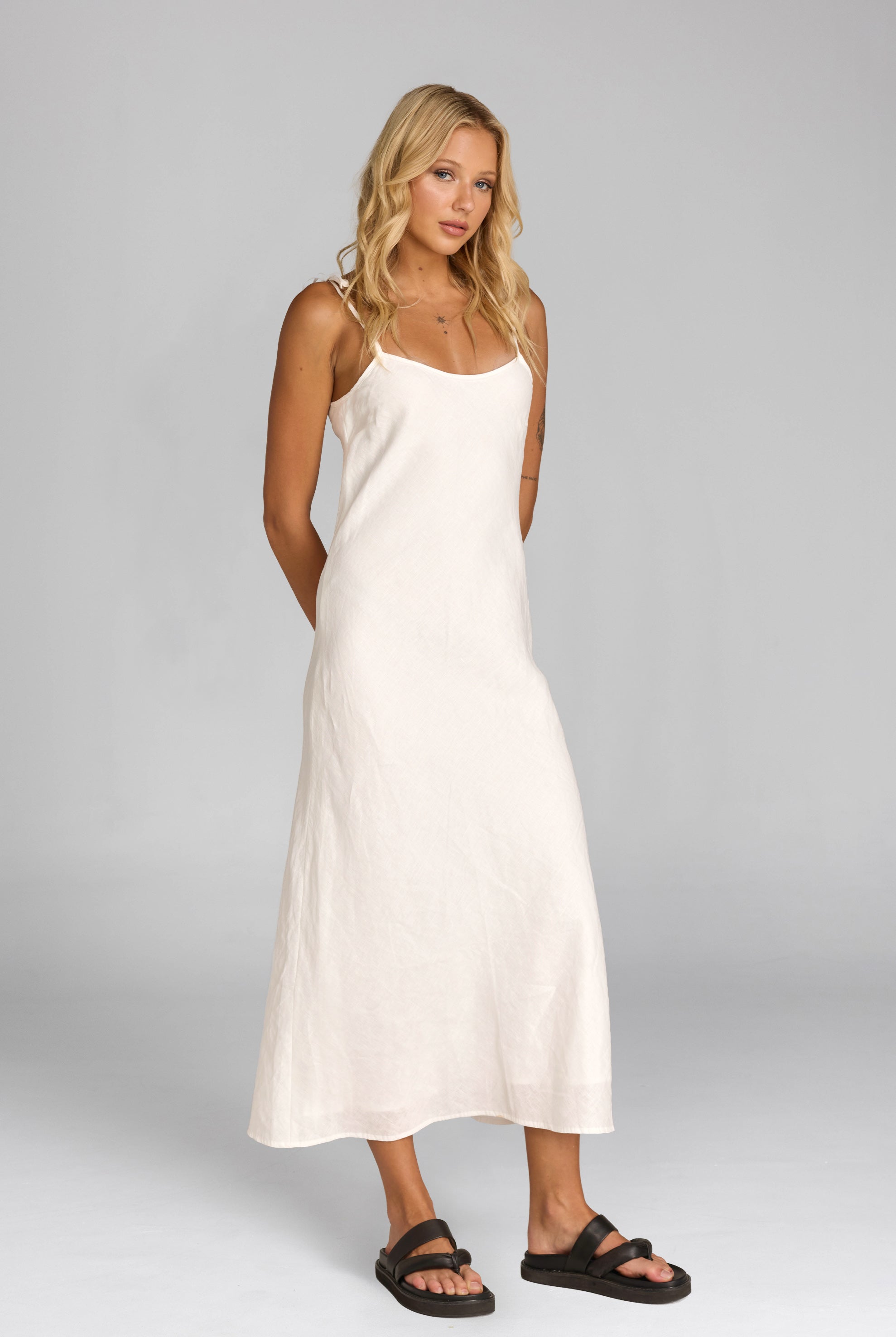 Bias Cut Maxi Dress with Bow Straps | Elegant Evening Wear for Women