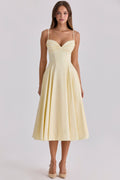 Pima Cotton Gathered Bust Midi Dress for Casual Wear