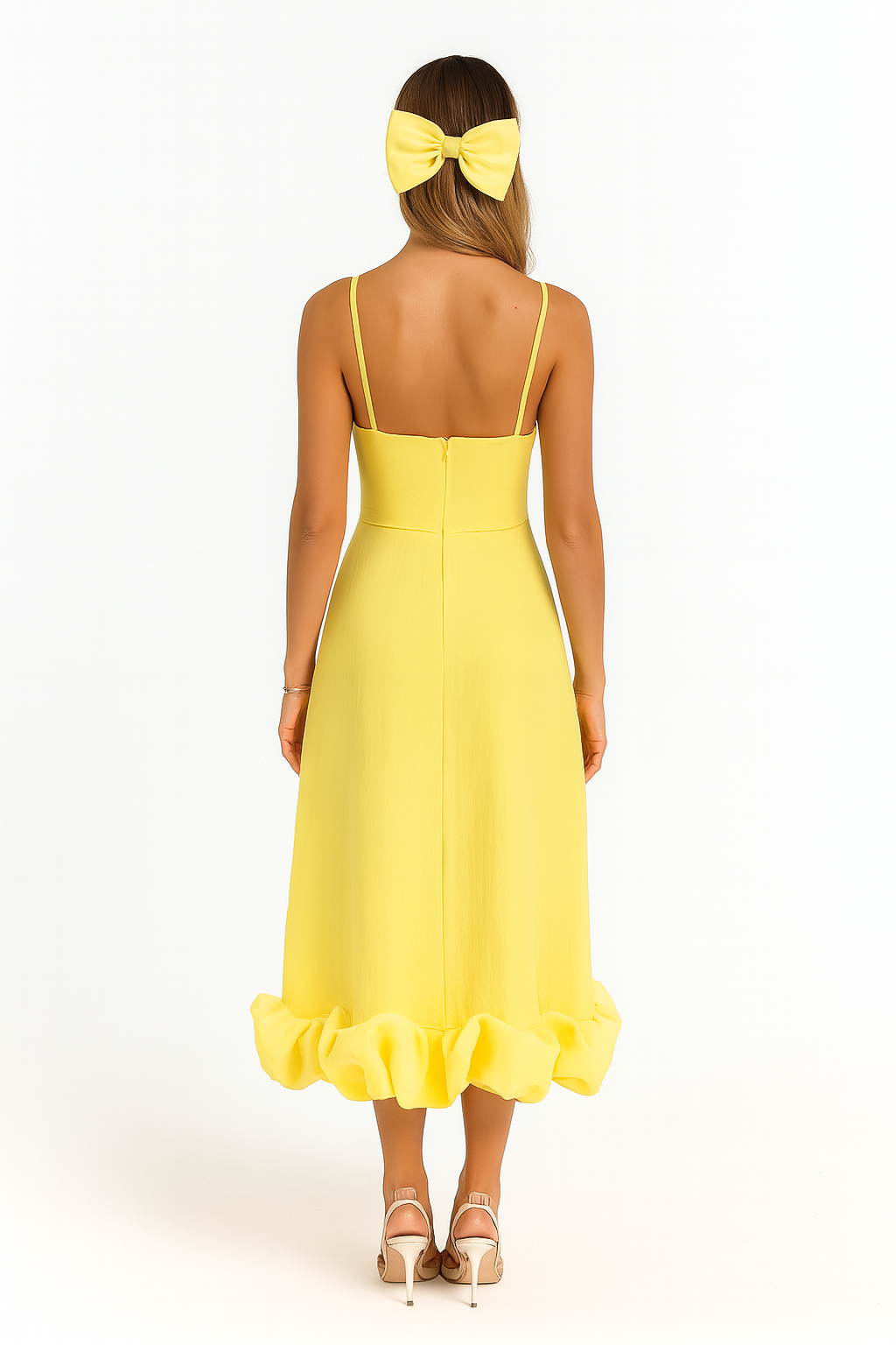 Chiffon Midi Dress with Ruffle Hem for Casual or Formal Wear