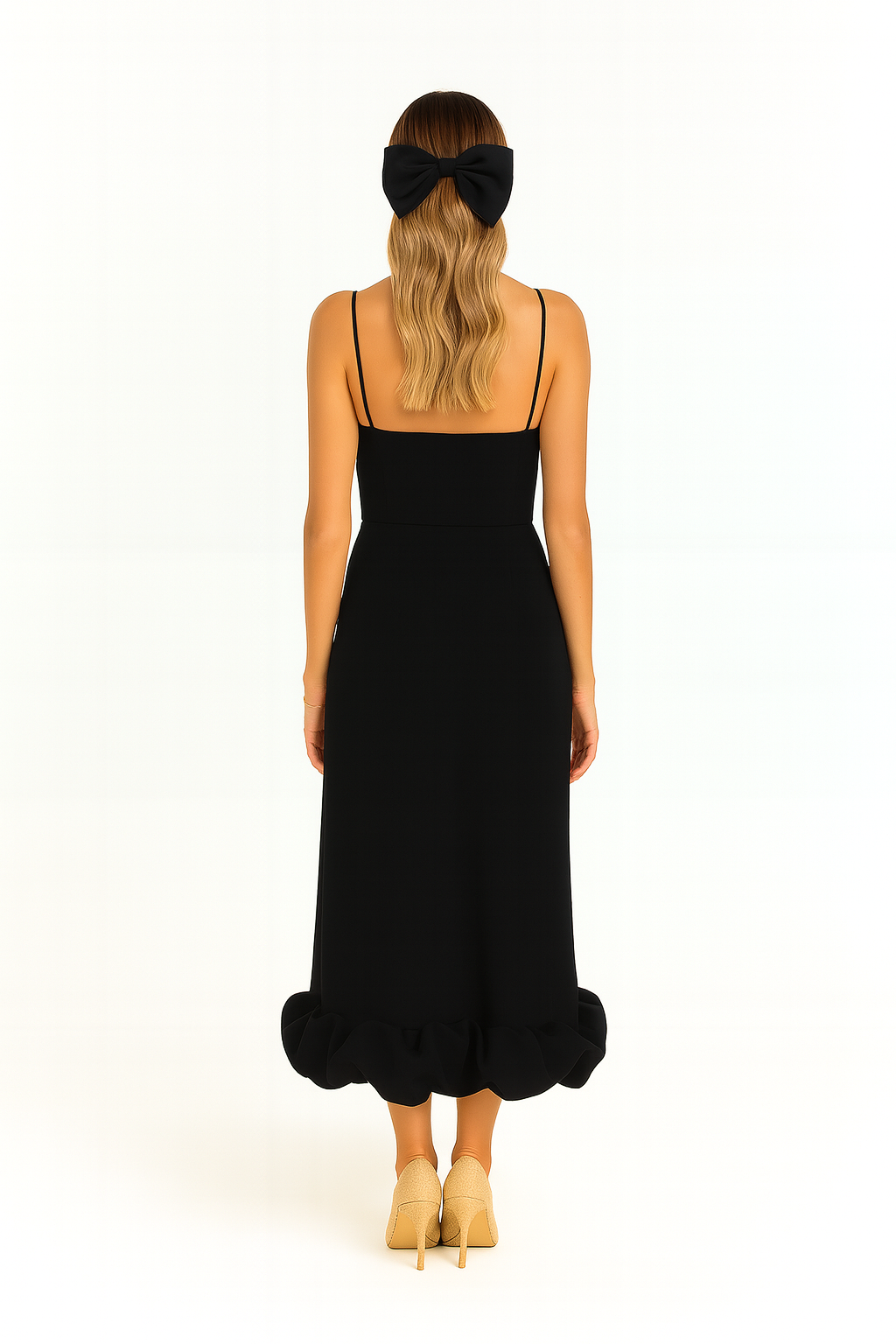 Chiffon Midi Dress with Ruffle Hem for Casual or Formal Wear