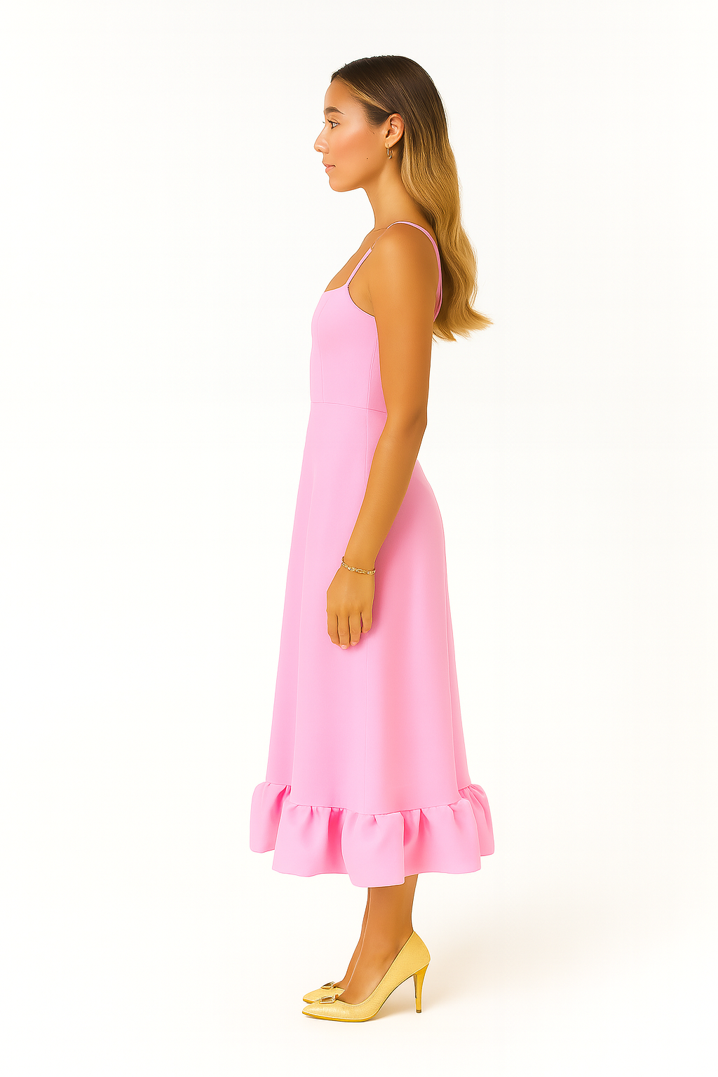 Chiffon Midi Dress with Ruffle Hem for Casual or Formal Wear