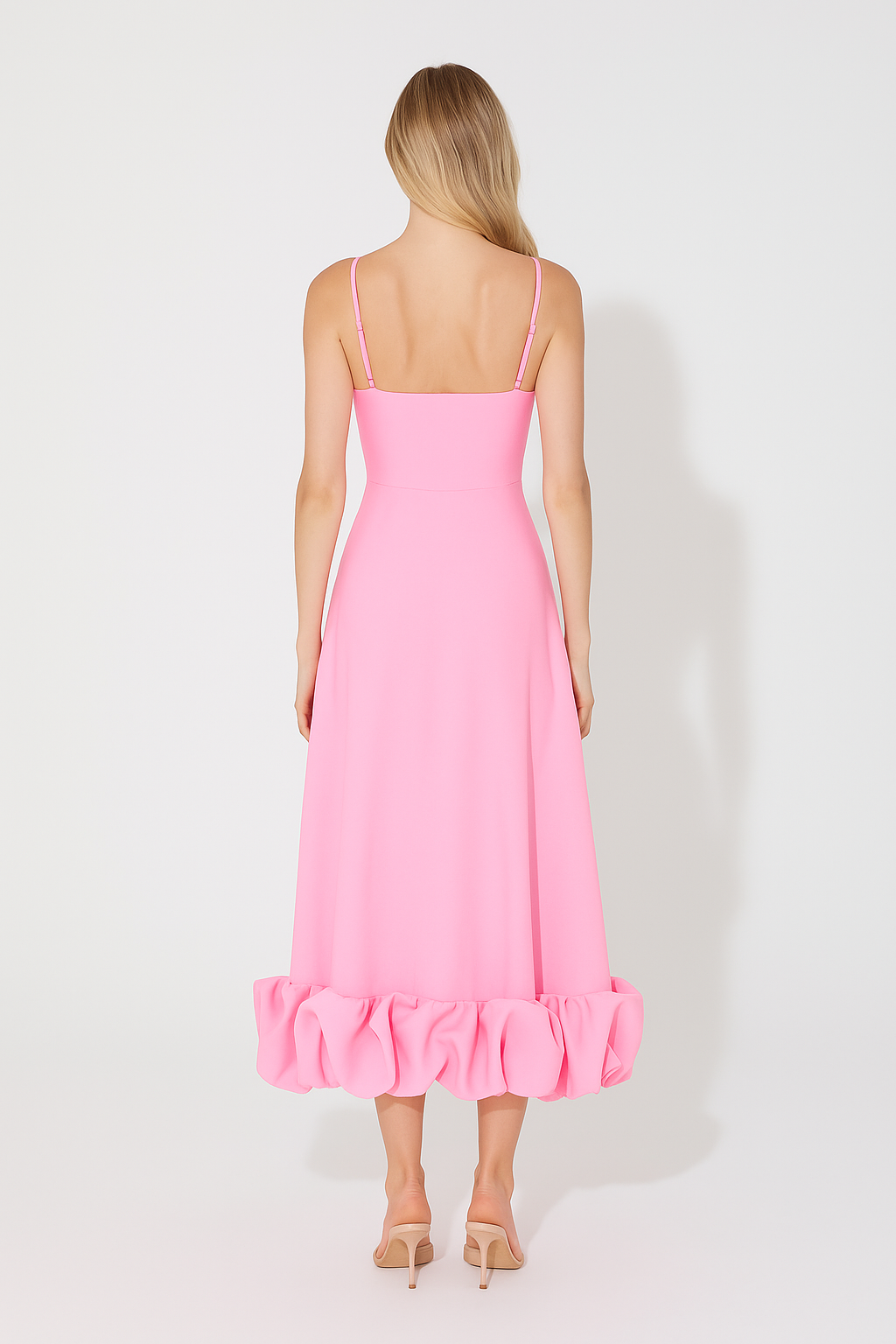 Chiffon Midi Dress with Ruffle Hem for Casual or Formal Wear