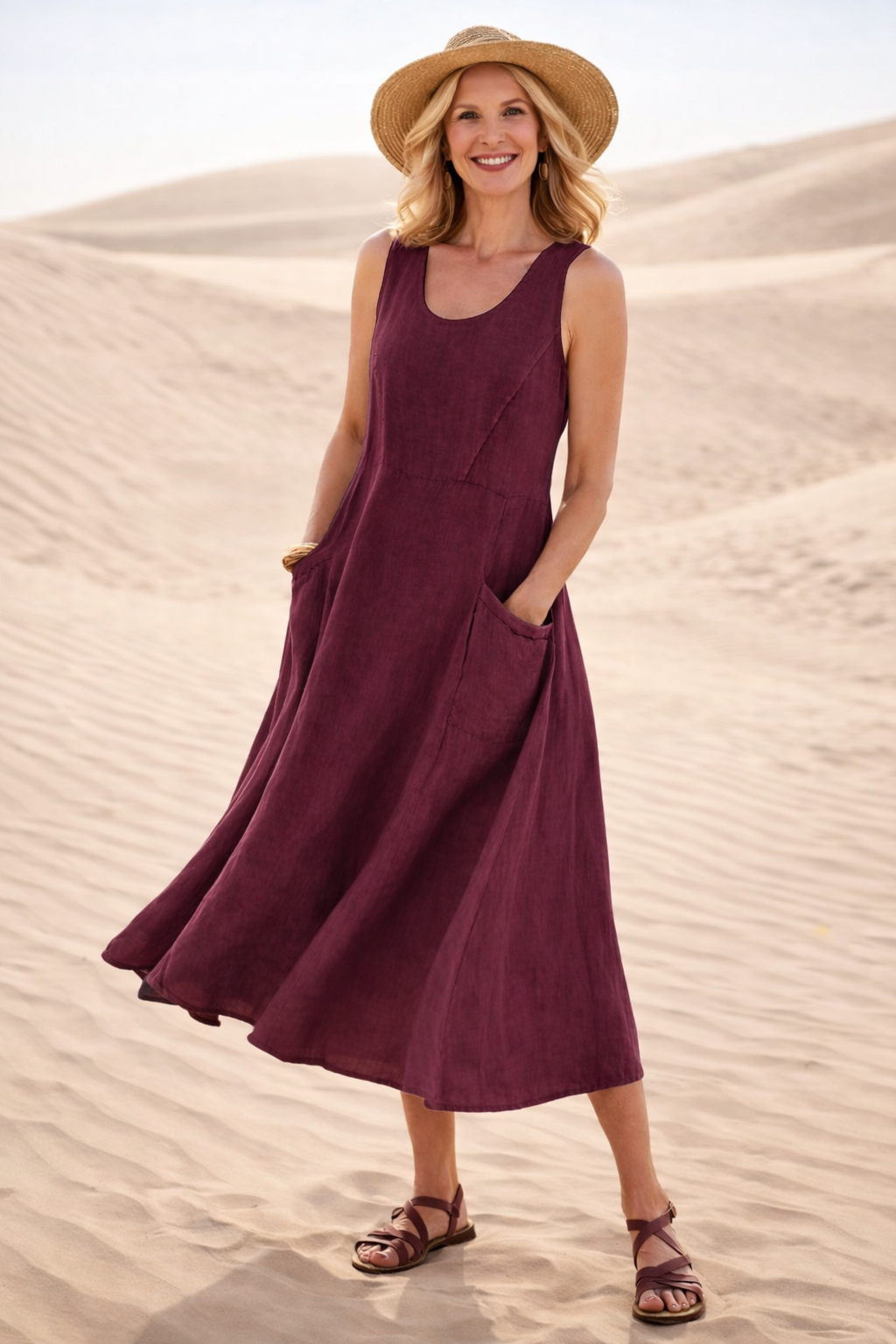 Everyday Elegance – Navy A-Line Midi Dress