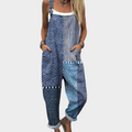 Cobalt Blue Printed Dungarees