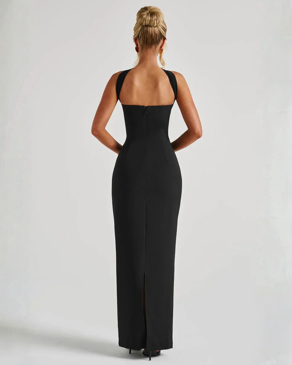Strapless Maxi Dress with Removable Mesh Scarf - Sculpting Evening Wear