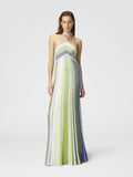 Halterneck High-Low Ruffle Maxi Dress for Women - Elegant Evening Wear