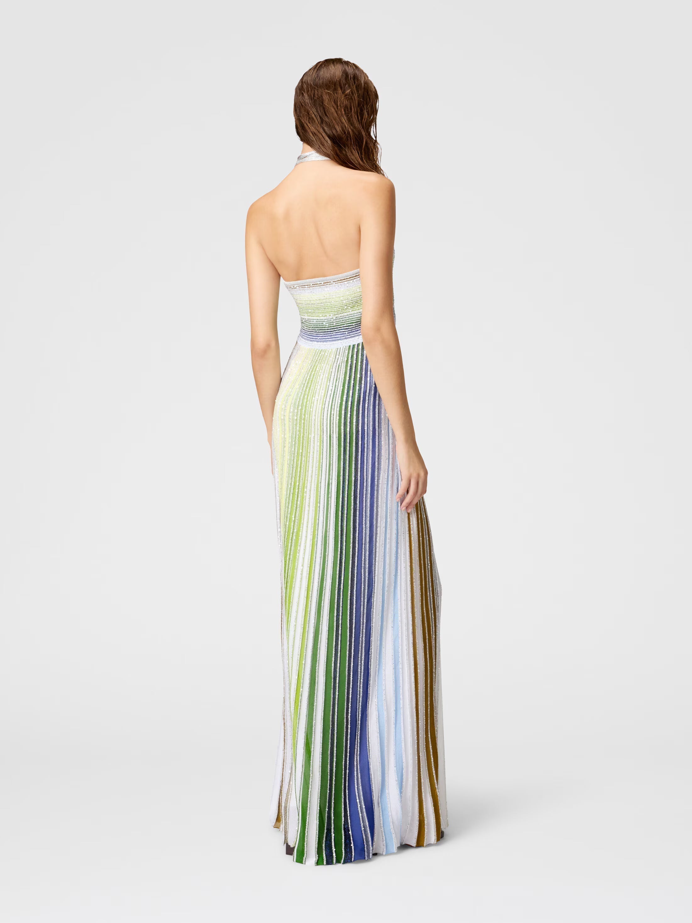 Halterneck High-Low Ruffle Maxi Dress for Women - Elegant Evening Wear