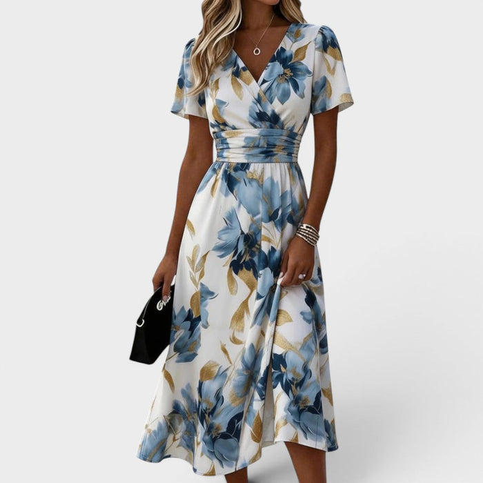 Delphine | Floral Wrap Waist Midi Dress
