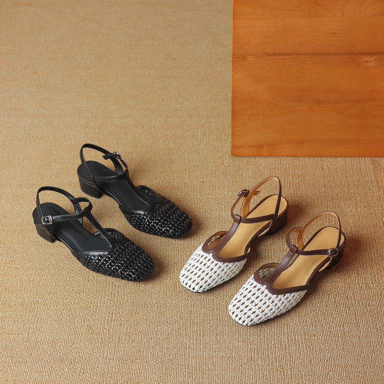 Braided Heels for Women - Stylish Faux Leather Strappy Sandals for Casual Wear