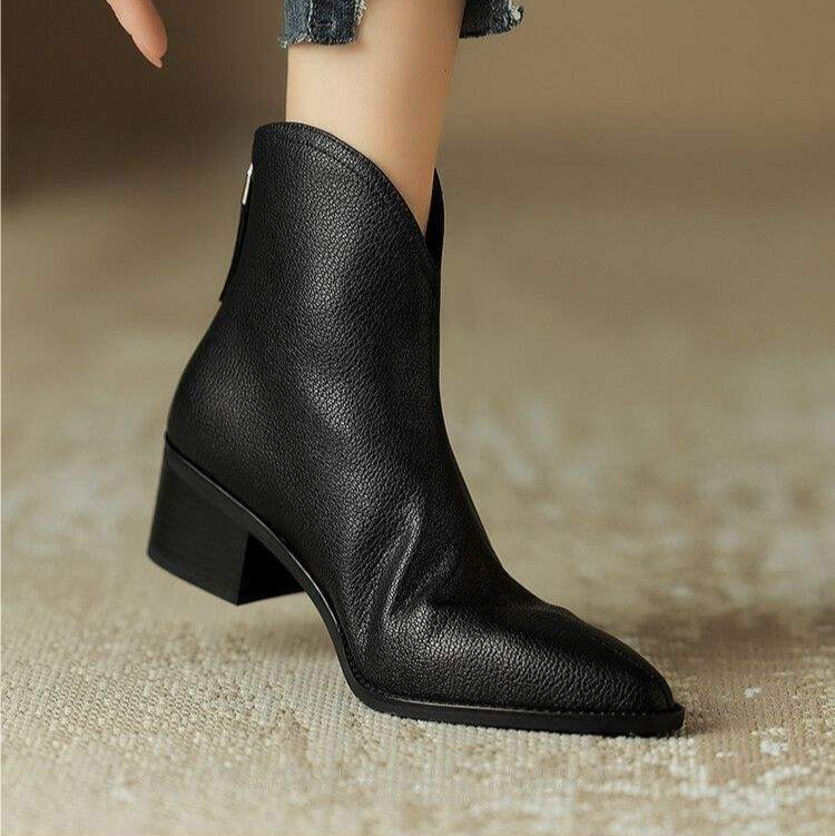 Leather Ankle Boots for Women - Classic Design for Everyday Wear