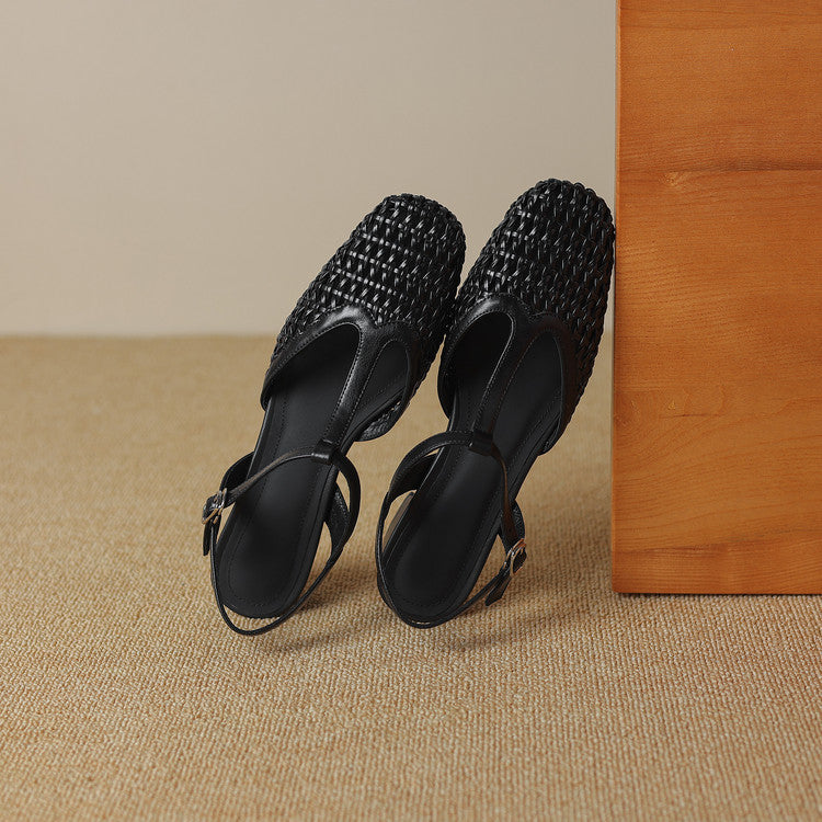 Braided Heels for Women - Stylish Faux Leather Strappy Sandals for Casual Wear