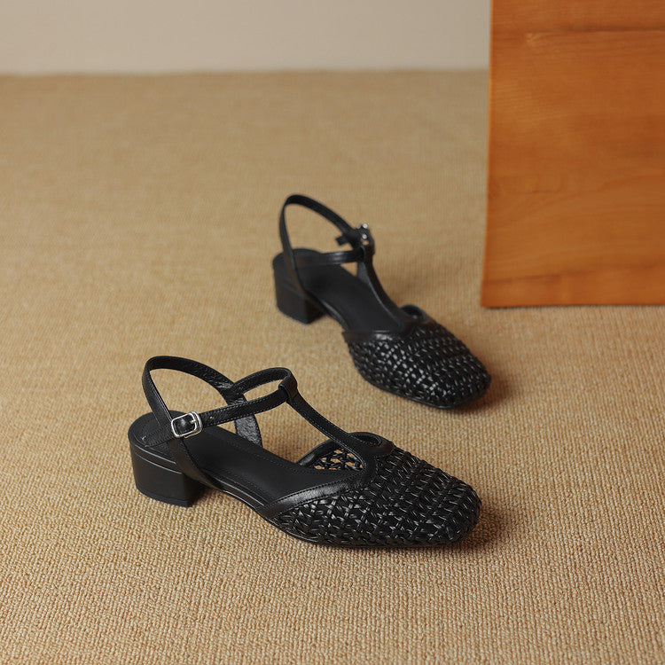 Braided Heels for Women - Stylish Faux Leather Strappy Sandals for Casual Wear