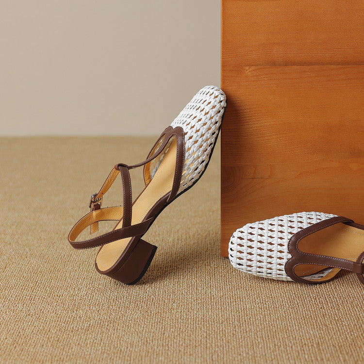 Braided Heels for Women - Stylish Faux Leather Strappy Sandals for Casual Wear
