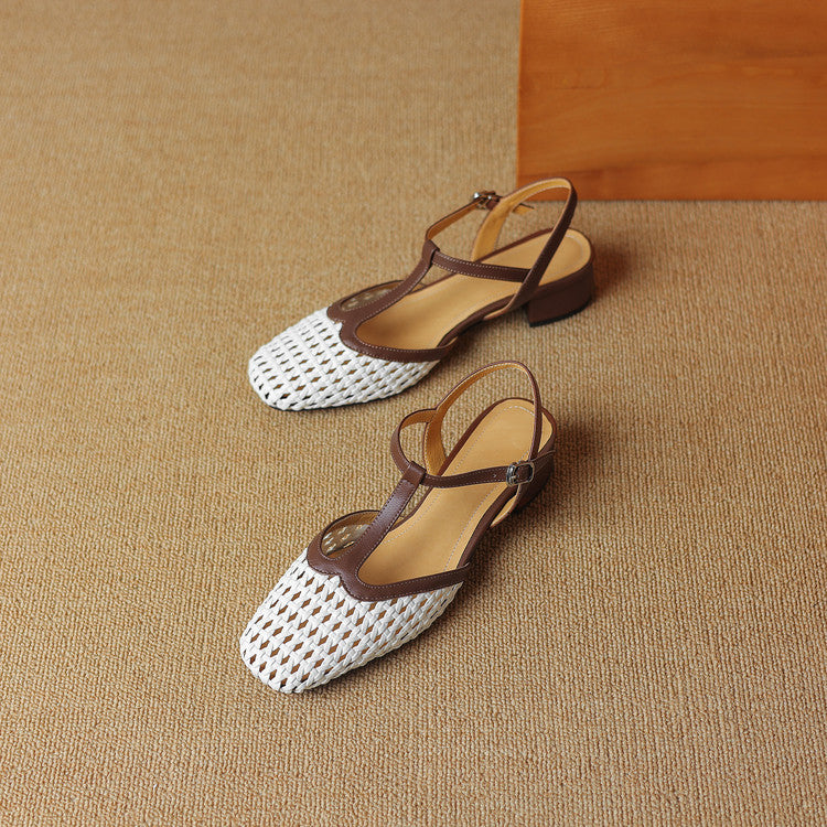 Braided Heels for Women - Stylish Faux Leather Strappy Sandals for Casual Wear