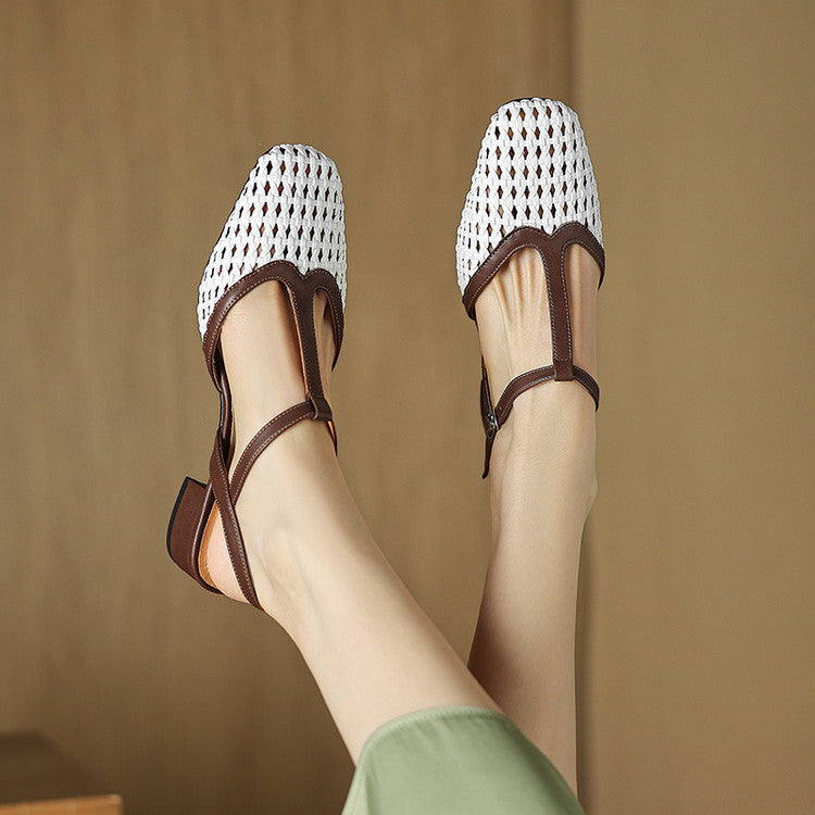 Braided Heels for Women - Stylish Faux Leather Strappy Sandals for Casual Wear