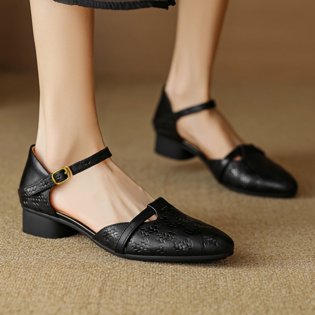 Leather Heels for Women - Emilia Style - Elegant Dress Footwear in Black