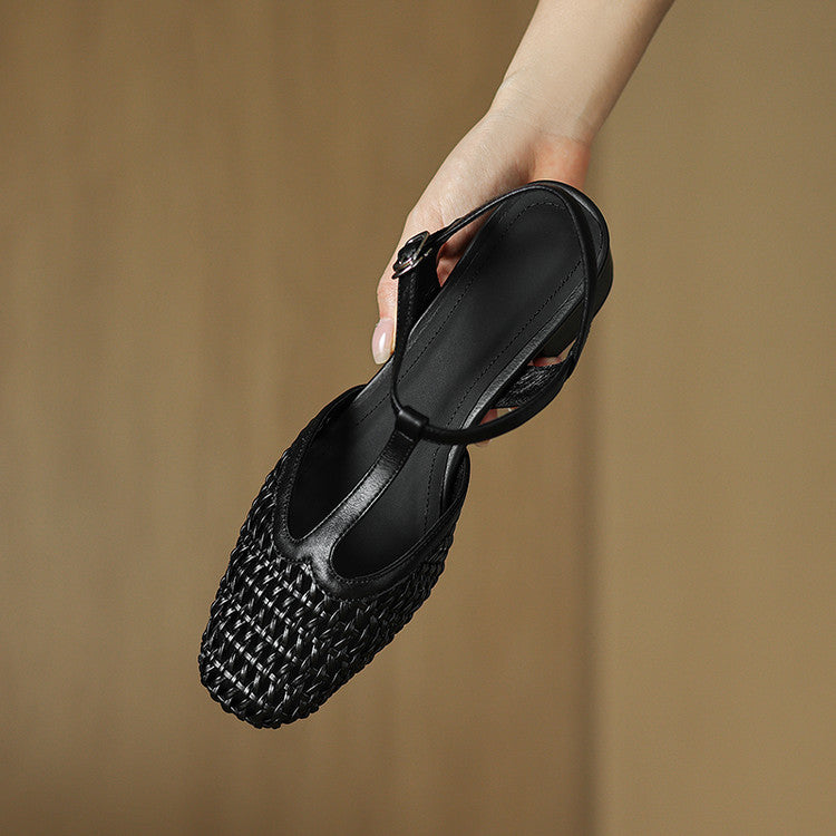 Braided Heels for Women - Stylish Faux Leather Strappy Sandals for Casual Wear