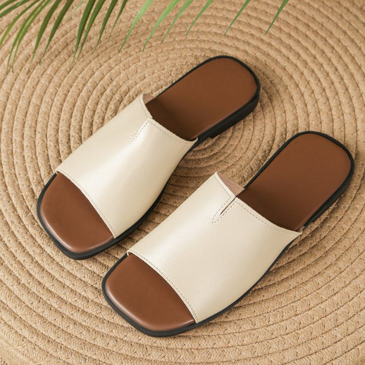 Bianca Leather Flat Sandals for Women - Casual Summer Footwear