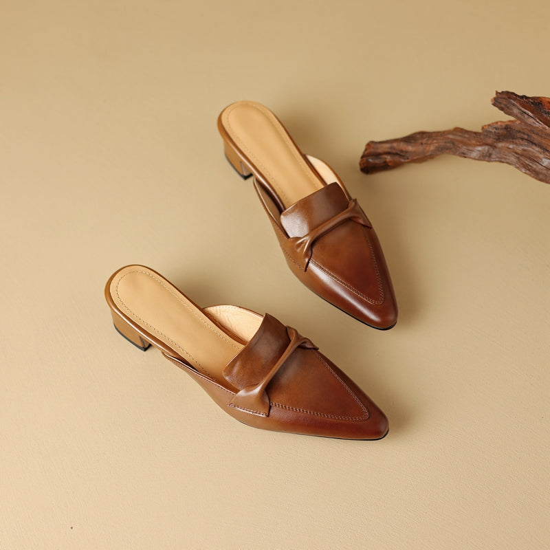 Leather Mules for Women - Stylish Slip-On Footwear for Everyday Wear