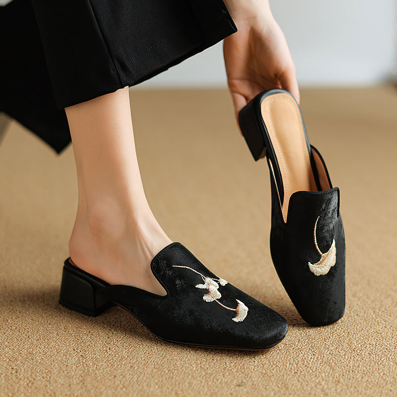 Velvet Mules for Women - Stylish Slip-On Footwear for Casual or Dressy Occasions