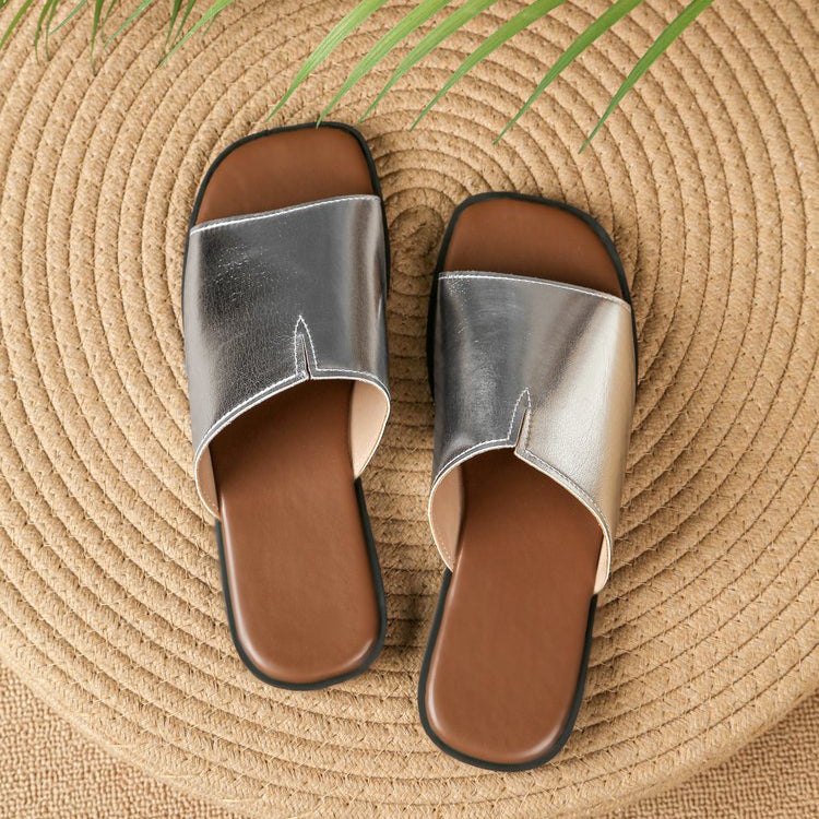 Bianca Leather Flat Sandals for Women - Casual Summer Footwear