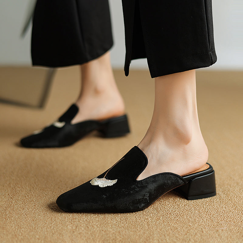 Velvet Mules for Women - Stylish Slip-On Footwear for Casual or Dressy Occasions
