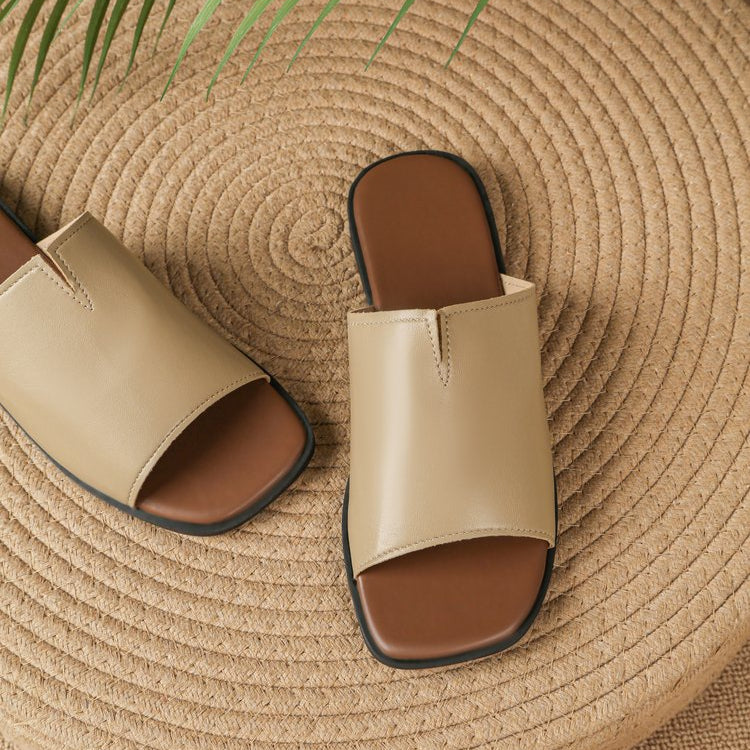 Bianca Leather Flat Sandals for Women - Casual Summer Footwear