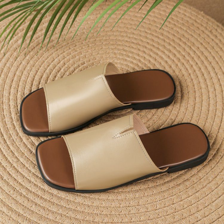 Bianca Leather Flat Sandals for Women - Casual Summer Footwear