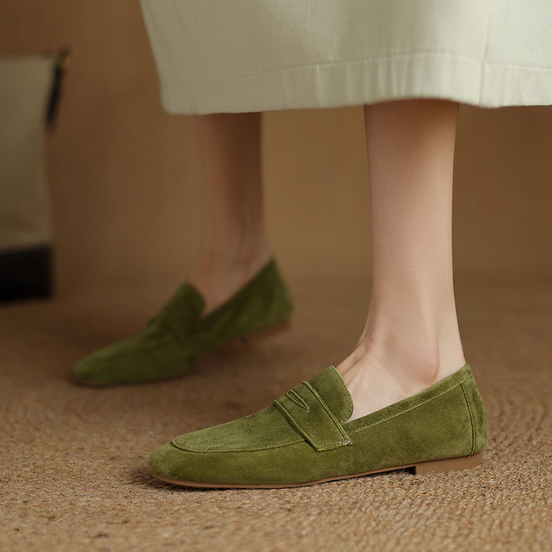 Suede Loafers for Women - Comfortable Casual Slip-On Shoes in Classic Design