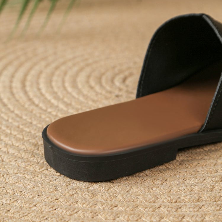 Bianca Leather Flat Sandals for Women - Casual Summer Footwear