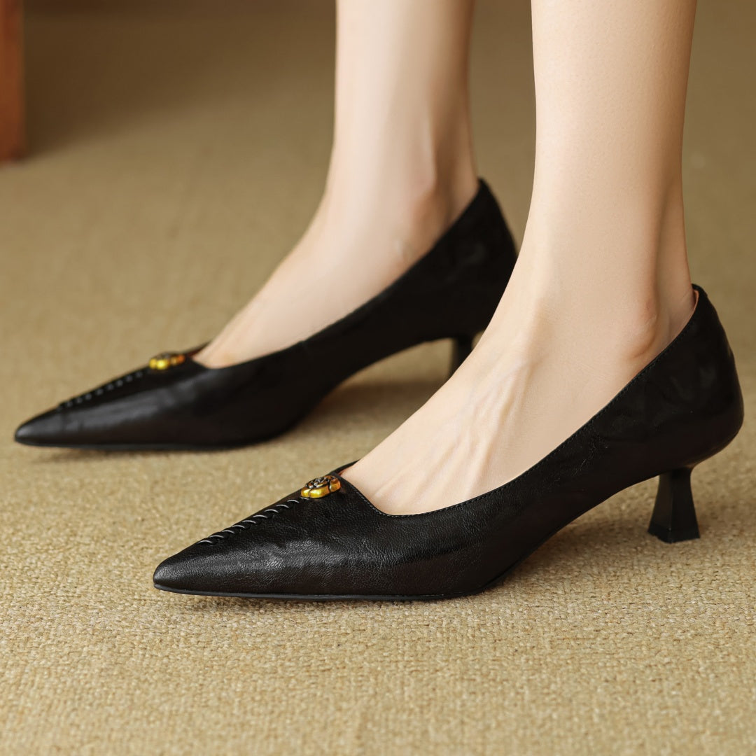 Leather Heels for Women - Clara Rose Design - Elegant Dress Shoes