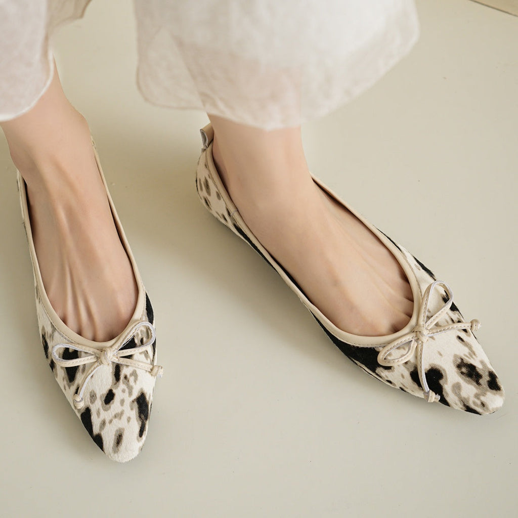 Bow Flats for Women - Comfortable Fabric Slip-On Shoes for Everyday Wear