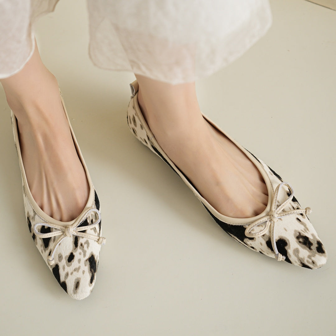 Bow Flats for Women - Comfortable Fabric Slip-On Shoes for Everyday Wear