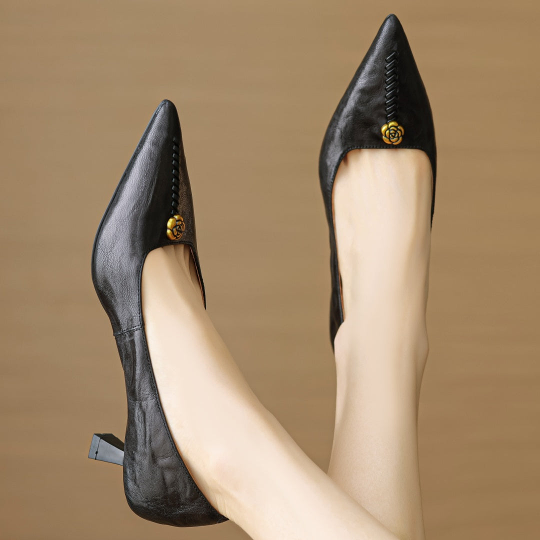 Leather Heels for Women - Clara Rose Design - Elegant Dress Shoes