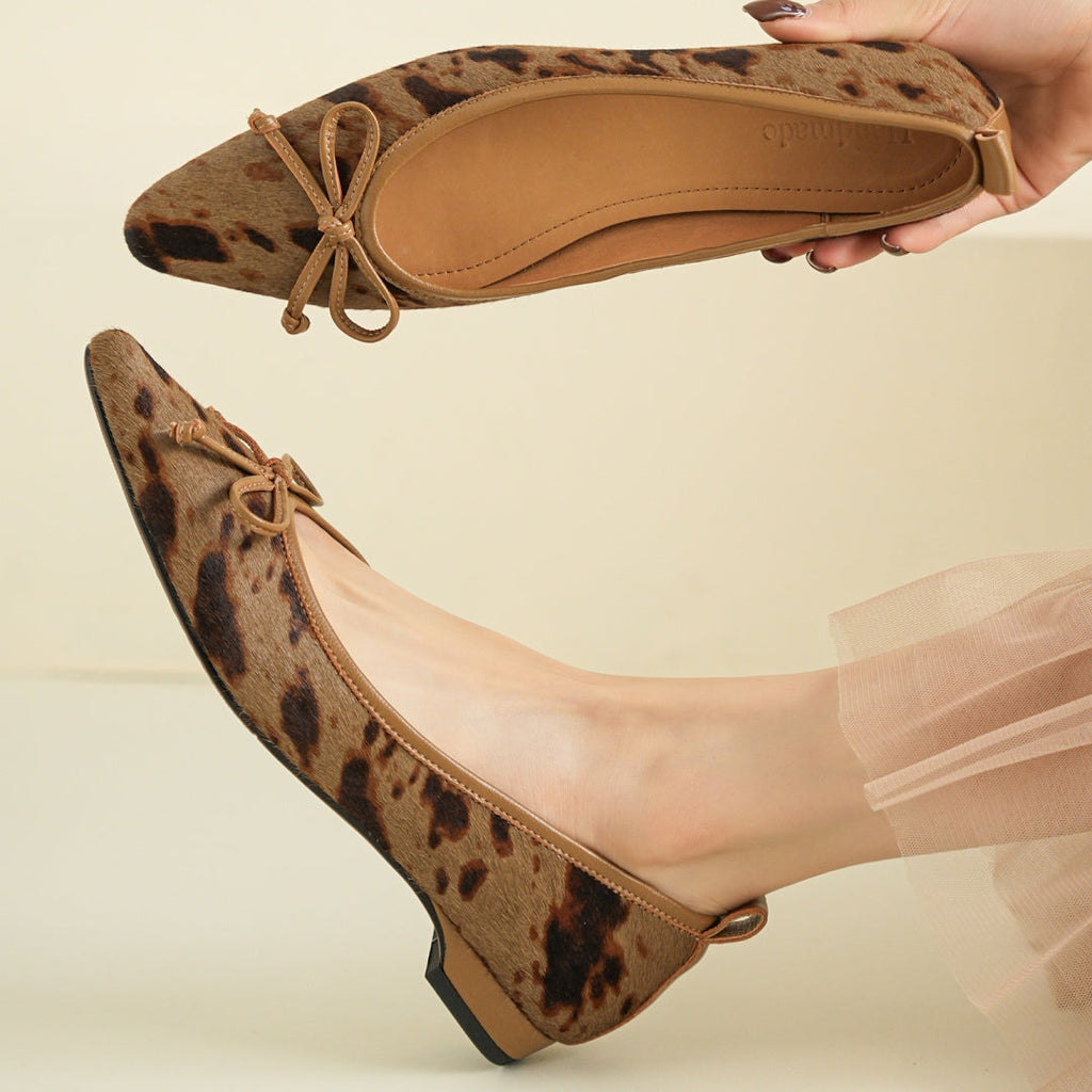 Bow Flats for Women - Comfortable Fabric Slip-On Shoes for Everyday Wear