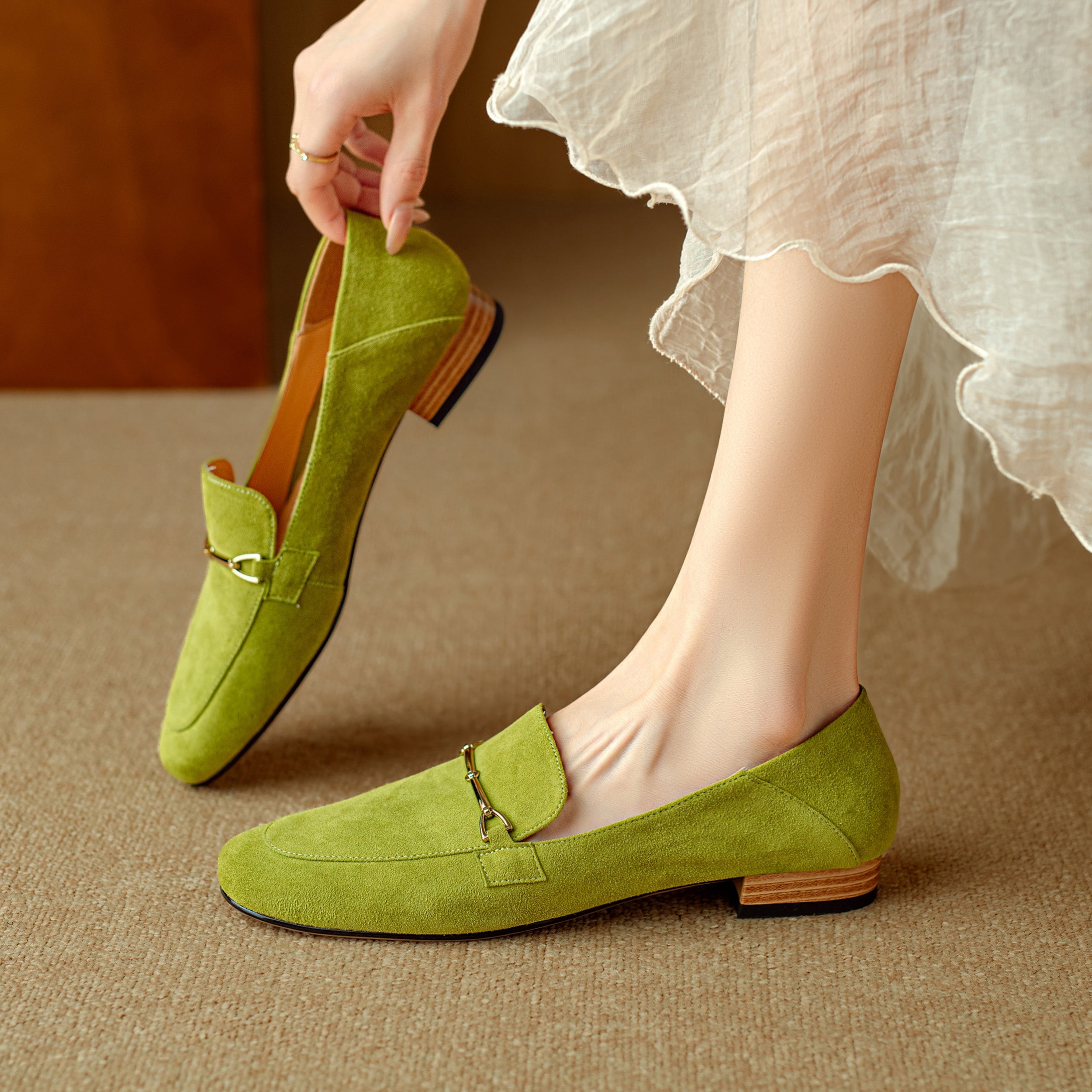 Suede Loafers for Women - Comfortable Casual Slip-On Shoes in Various Colors