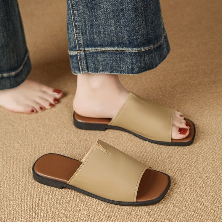 Bianca Leather Flat Sandals for Women - Casual Summer Footwear